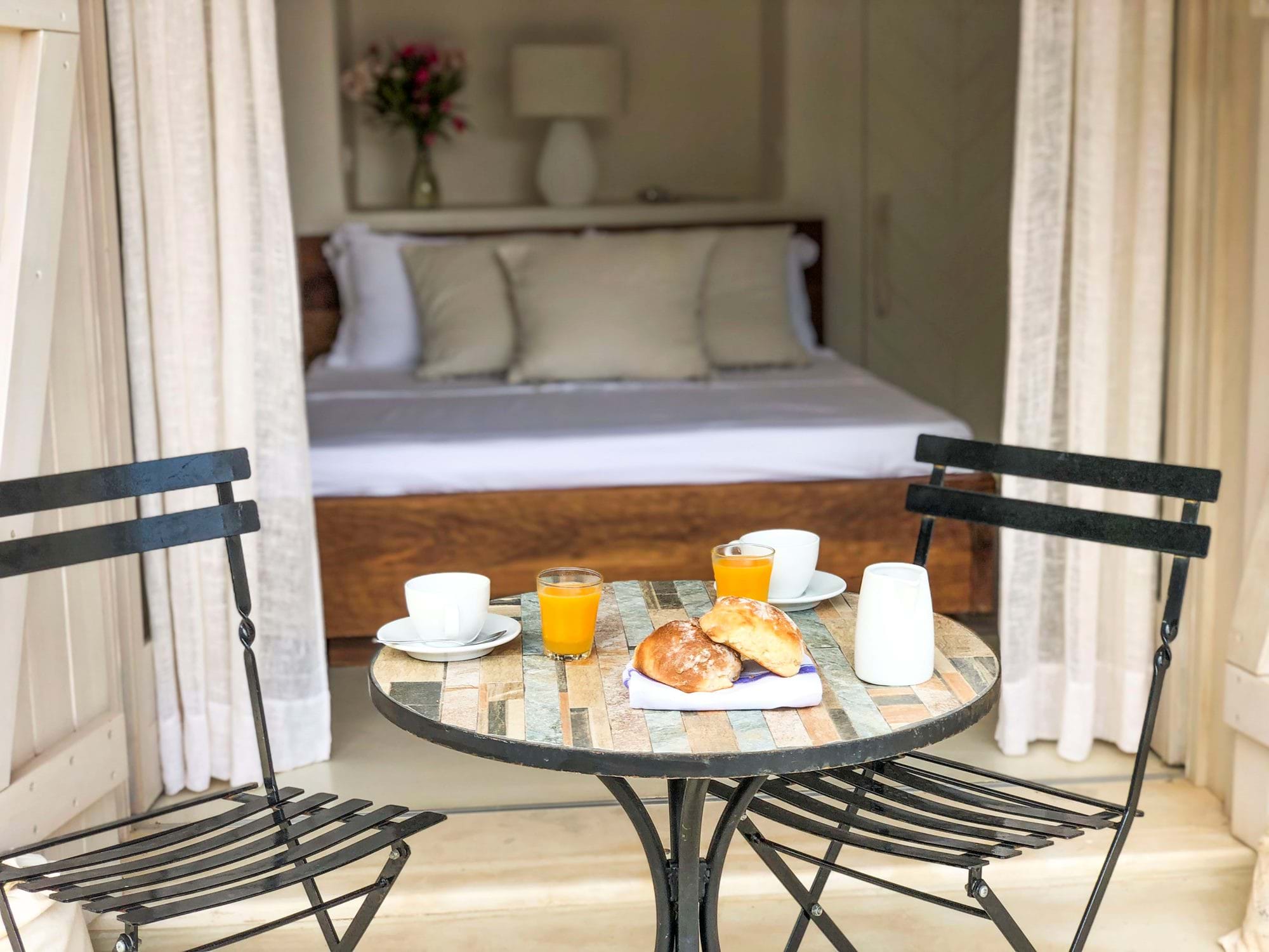 Breakfast on the bedroom terrace