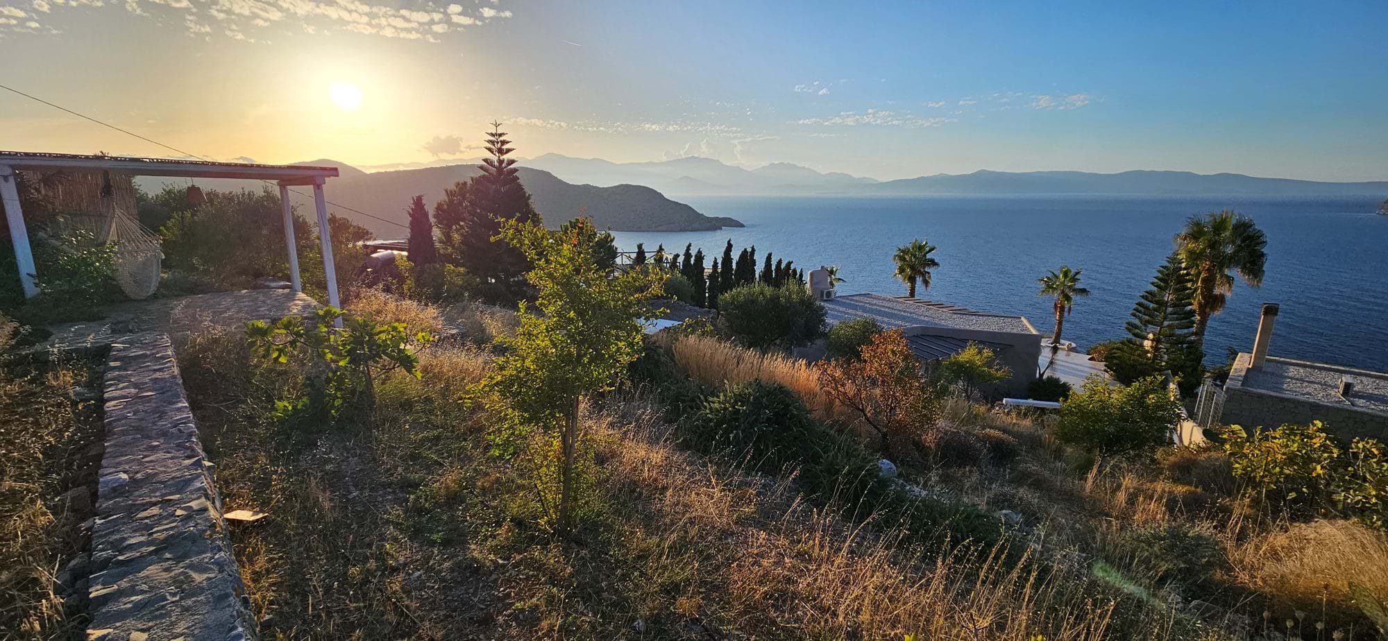 Sunset over the Gulf of Mirabello from the villa garden